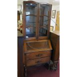 1930's oak bureau bookcase A/F