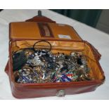 Leather case of costume jewellery