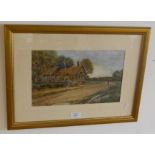 Watercolour of cottages - signed J Humphrey