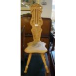Carved oak Welsh spinning chair