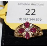 Gold ruby and diamond set ring - Estimate £100 - £140