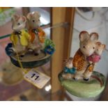 2 Beswick mouse figures - 'A Double Act' & 'A Family Mouse' - 1 A/F