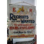 Enamel sign WWI 'Recruits are now Wanted' A/F