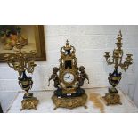 Reproduction brass and marble Italian clock garniture A/F