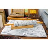 Marble chopping board and rolling pin