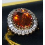 Gold fire opal and diamond cluster ring - Estimate £100 to £150