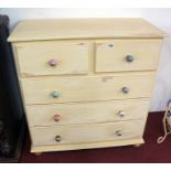 Shabby chic pine chest of 2 over 3 drawers