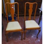 Pair of mahogany dining chairs on cabriole legs
