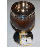 Wooden and silver mounted chalice