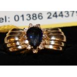 Heavy gold diamond and sapphire set ring - Estimate £150 to £200