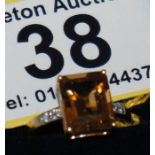 Gold citrine and diamond set ring - Estimate £80 to £120