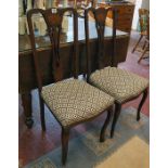 Pair of inlaid mahogany dining chairs