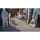 Large pair of stone effect (weighted) sitting lions