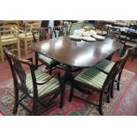 Regency style mahogany dining table and six chairs