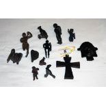 Collection of 12 early bronze figures etc