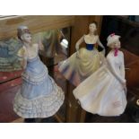 Two Royal Doulton figures ('Mary' & 'Lisa') and one Coalport figure