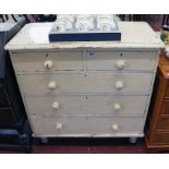 Victorian painted pine chest of 2 over 3 drawers