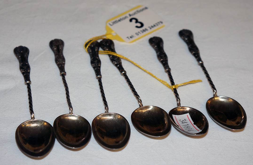 Set of 6 silver tea spoons