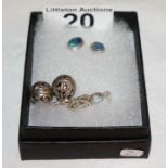 Three pairs of stone set earrings