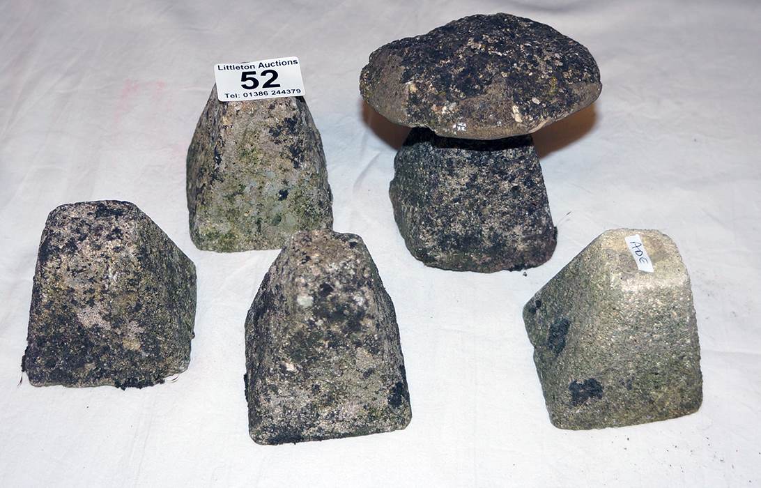 5 miniature staddle stones