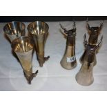 Set of 6 plated reindeer stirrup cups