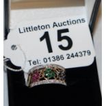 Gold ruby, emerald, sapphire & diamond set ring - Estimate £100 to £150