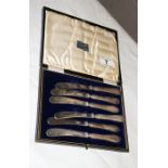 Boxed set of 6 silver handled butter knives