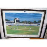 Warwickshire county cricket club print, with many signatures (inc B C Lara) & provenance