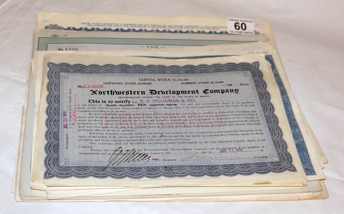 Collection of old share certificates