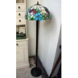 Tiffany style and brass standard lamp