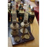 2 paraffin lamps & old Bakelite platform scales