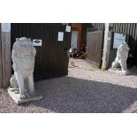 Large pair of stone effect (weighted) sitting lions