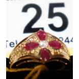 Gold ruby and diamond set ring - Estimate £100 to £150