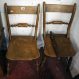 Pair of early elm dining chairs, 1 A/F