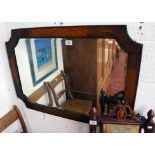 Large oak and bevelled glass wall mirror