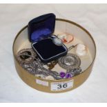 Box of jewellery to include silver