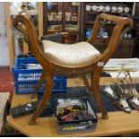 Continental walnut swan neck stool with Ormolu mounts