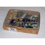 Box of assorted jewellery to include silver