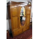 Large inlaid Victorian mahogany wardrobe