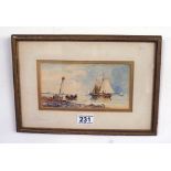 Signed water colour of fishing boats