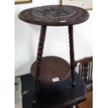 Small circular & carved occasional table