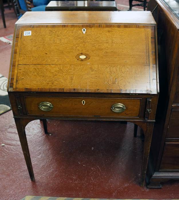 Fine Georgian oak & inlaid ladies writing desk