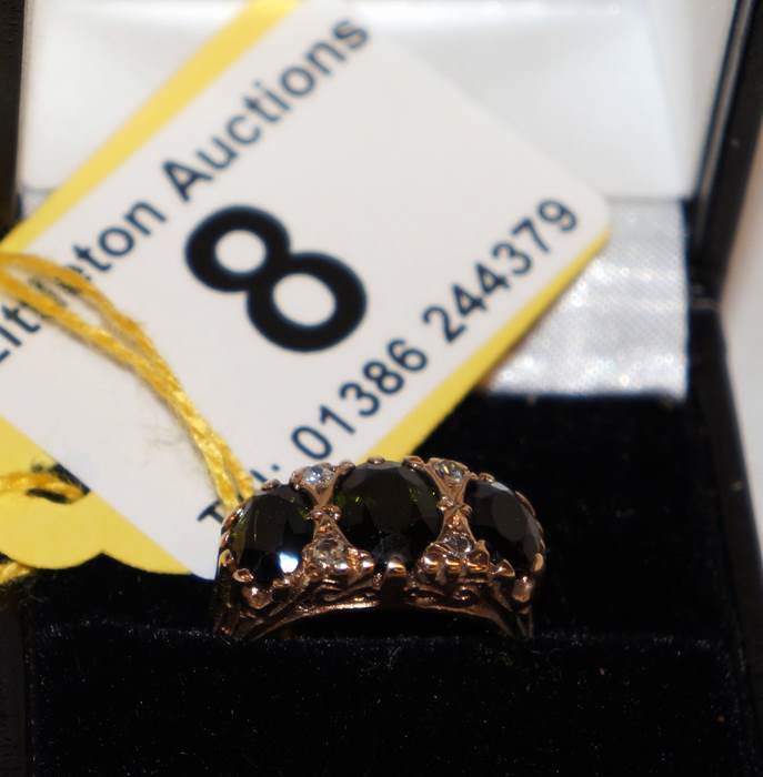 Gold gypsy set tourmaline and diamond set ring - Estimate £100 to £150