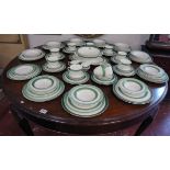 Large green & white dinner service