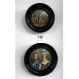 2 Prattware mounted pot lids