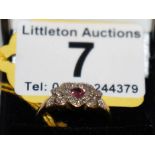 Gold Victorian style ruby and diamond heart shaped ring - Estimate £140 to £200