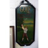 Large wooden golfing plaque