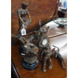 Collection of spelter figures & clock A/F