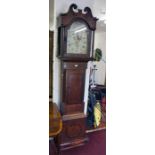 Oak and mahogany 30 hour grandfather clock A/F