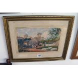 Watercolour in gilt frame - Italian villa